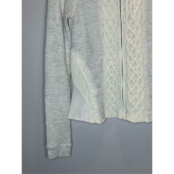Saturday Sunday Anthropologie Full Zip White Cable Knit Hoodie Size XS - Picture 3 of 8